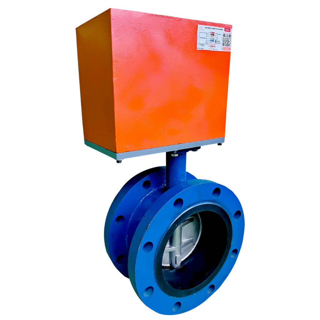 electric-actuated-motorized double flanged butterfly valve 150mm